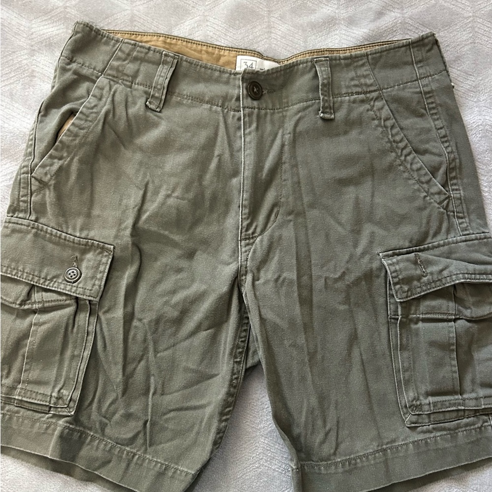 Green Cargo Shorts with Relaxed Fit and Belt Loops